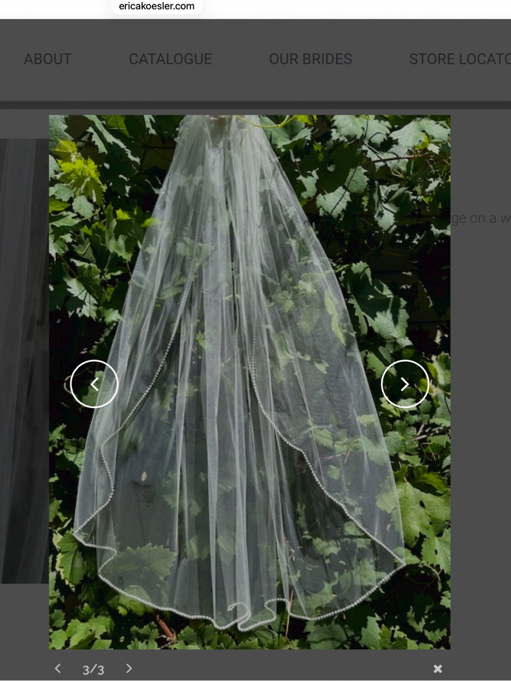 Erica Koesler Wedding Veil Graduating Pearl Edge on a silver comb
